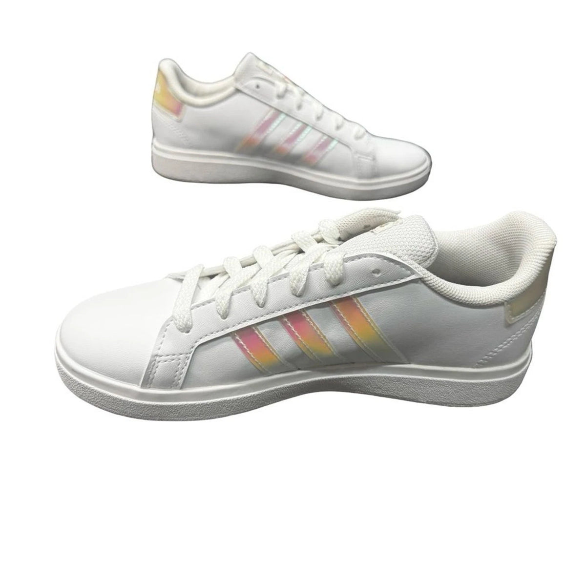adidas Grand Court 2.0 K Kids 3 White Metallic ID7868 New with Box