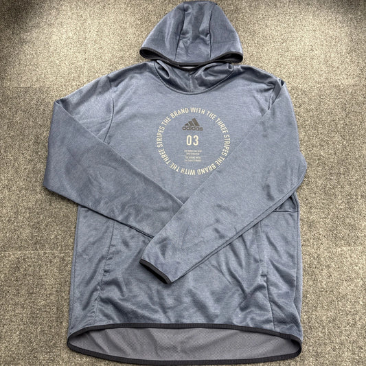 Adidas Performance Hoodie Blue Pullover Sweatshirt Logo Men’s Large
