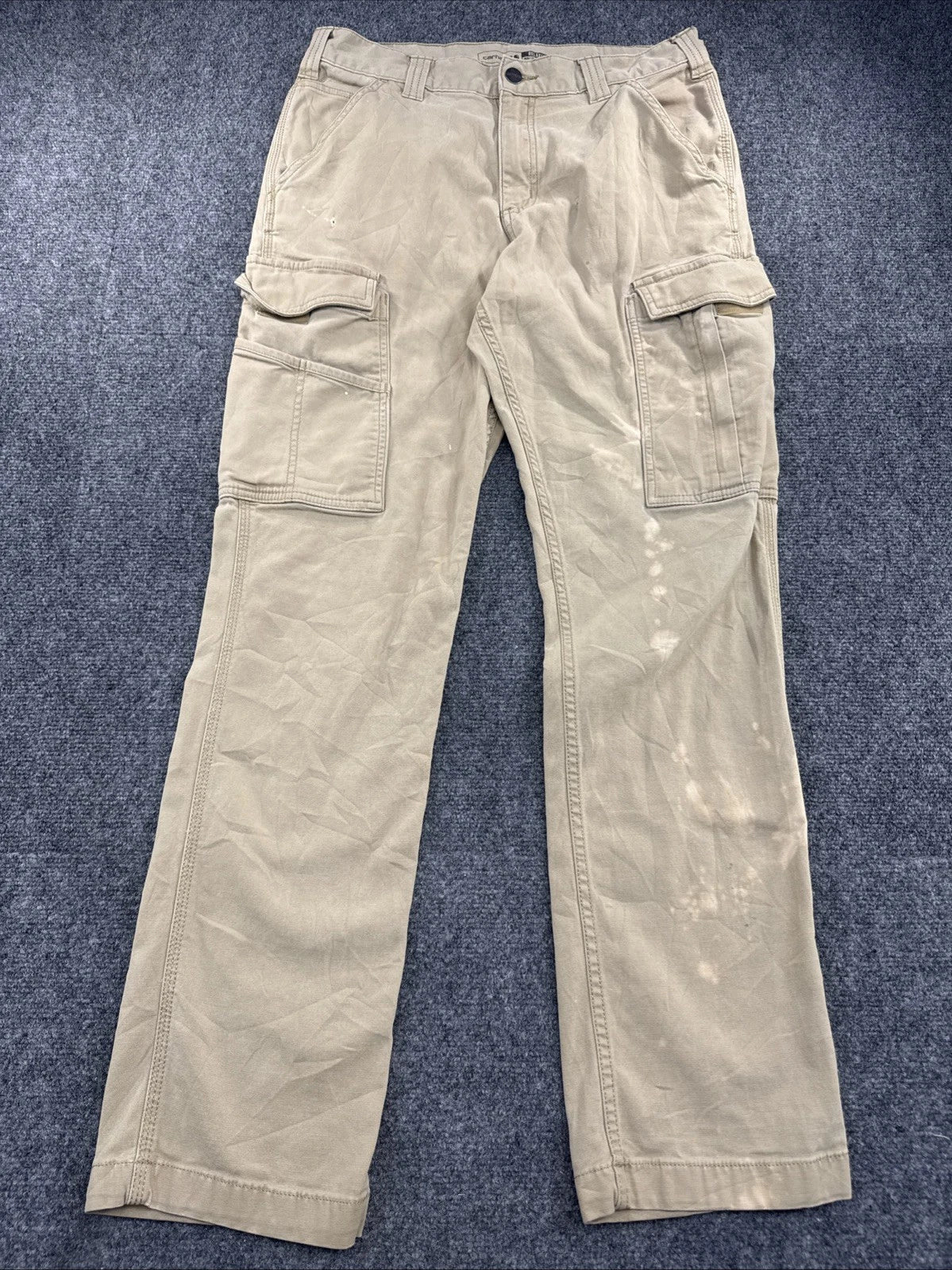 Carhartt Relaxed Fit Cargo Pants Men’s 31x32 Khaki Distressed Workwear
