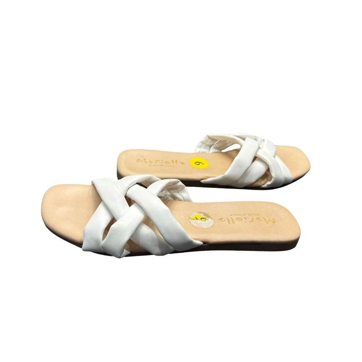 Mariella Italian White Leather Crisscross Sandals Women's 9 Made Italy