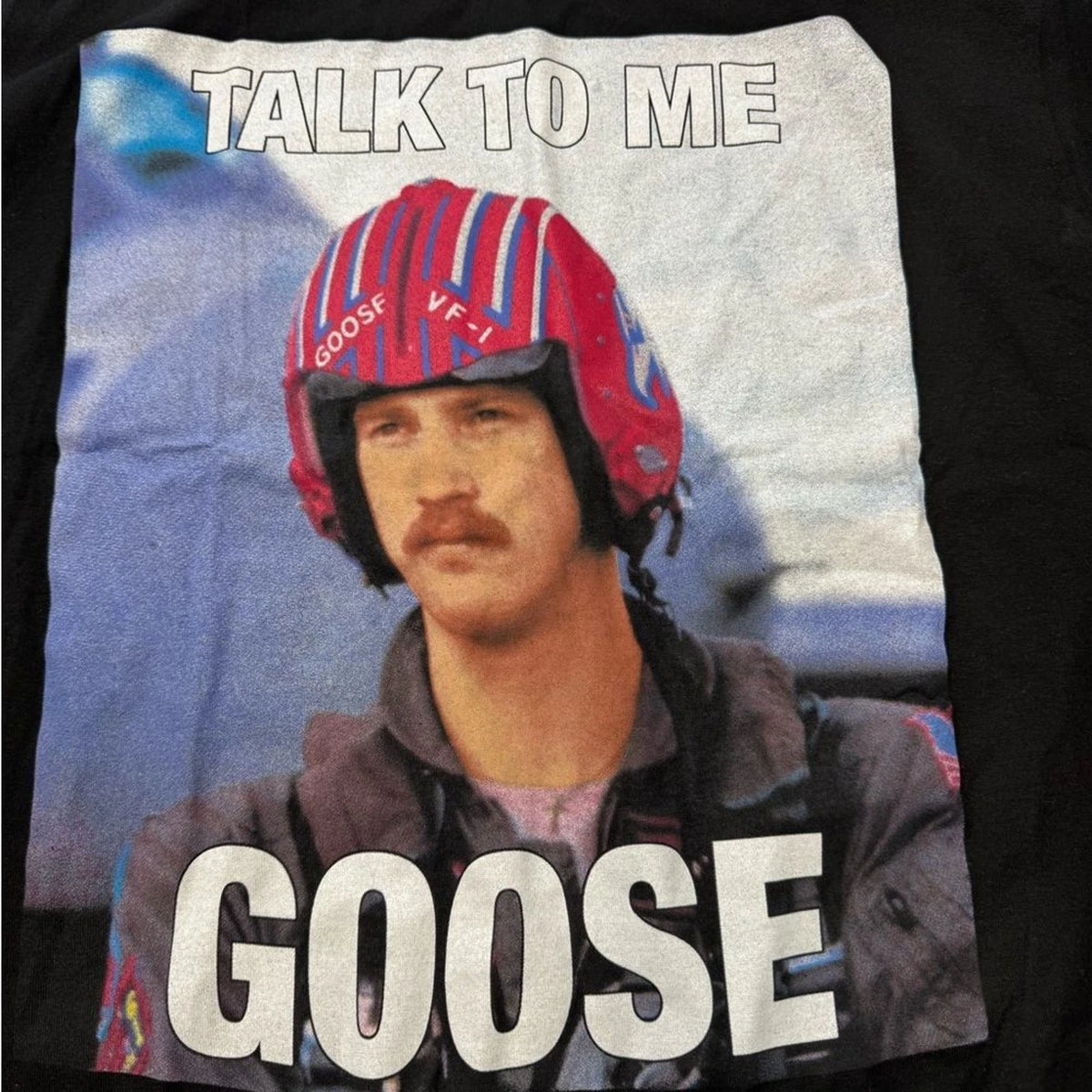 Top Gun Talk To Me Goose Black Graphic Tee Small Movie Shirt Retro BNWOT