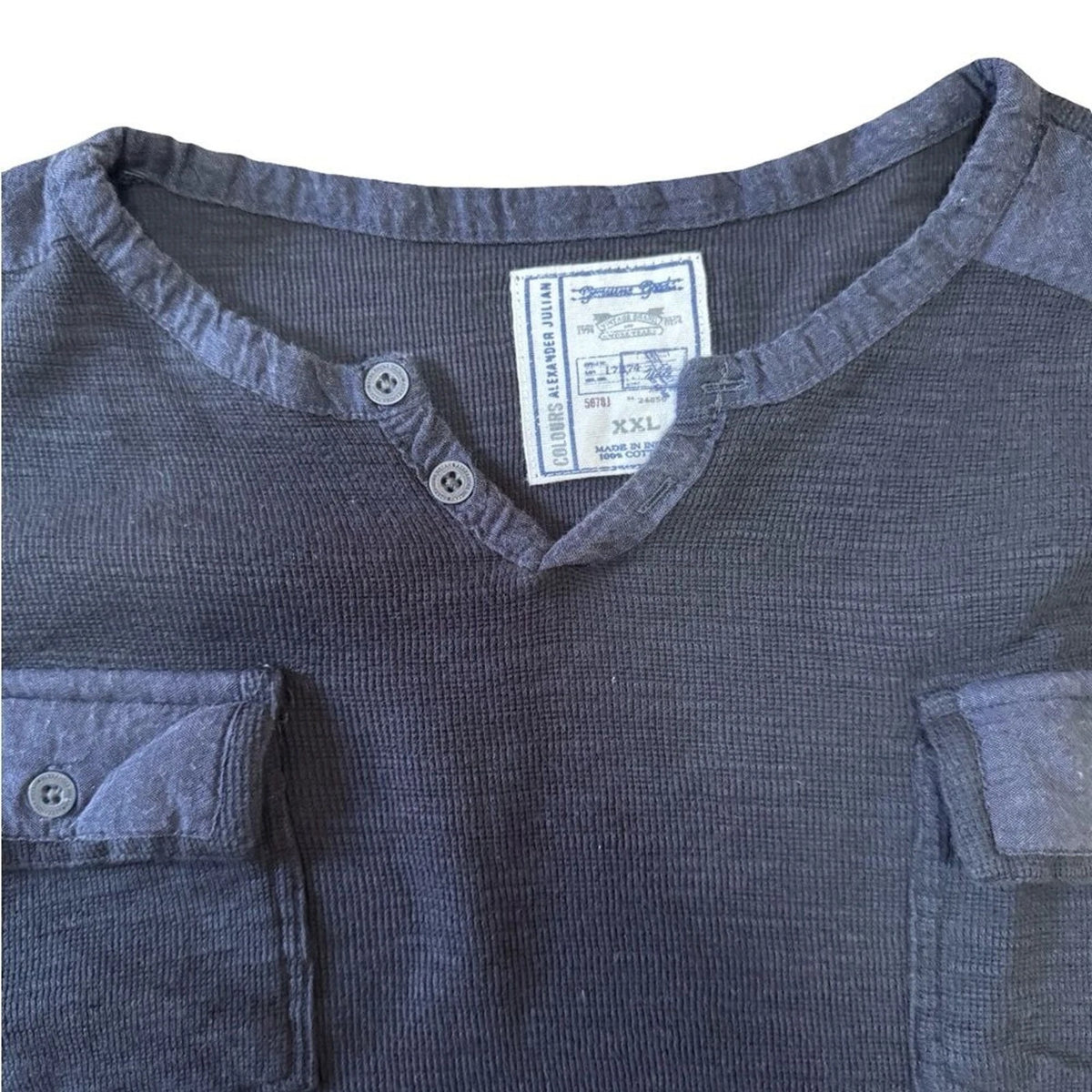 Colours by Alexander Julia Henley Shirt Men’s 2XL Navy Long Sleeve Double Pocket