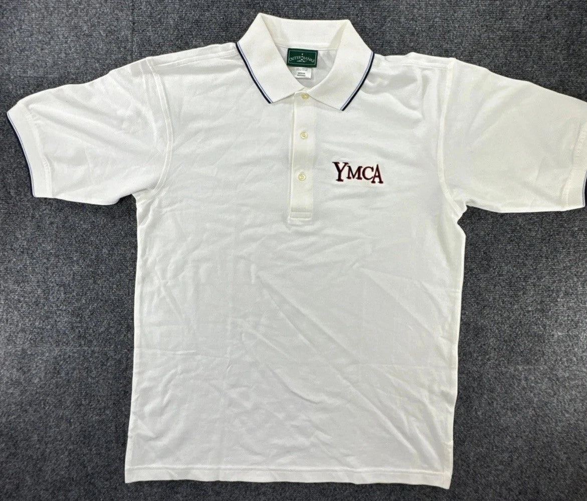 Outer Banks YMCA Polo Shirt Men’s Medium White Performance Golf Casual Uniform