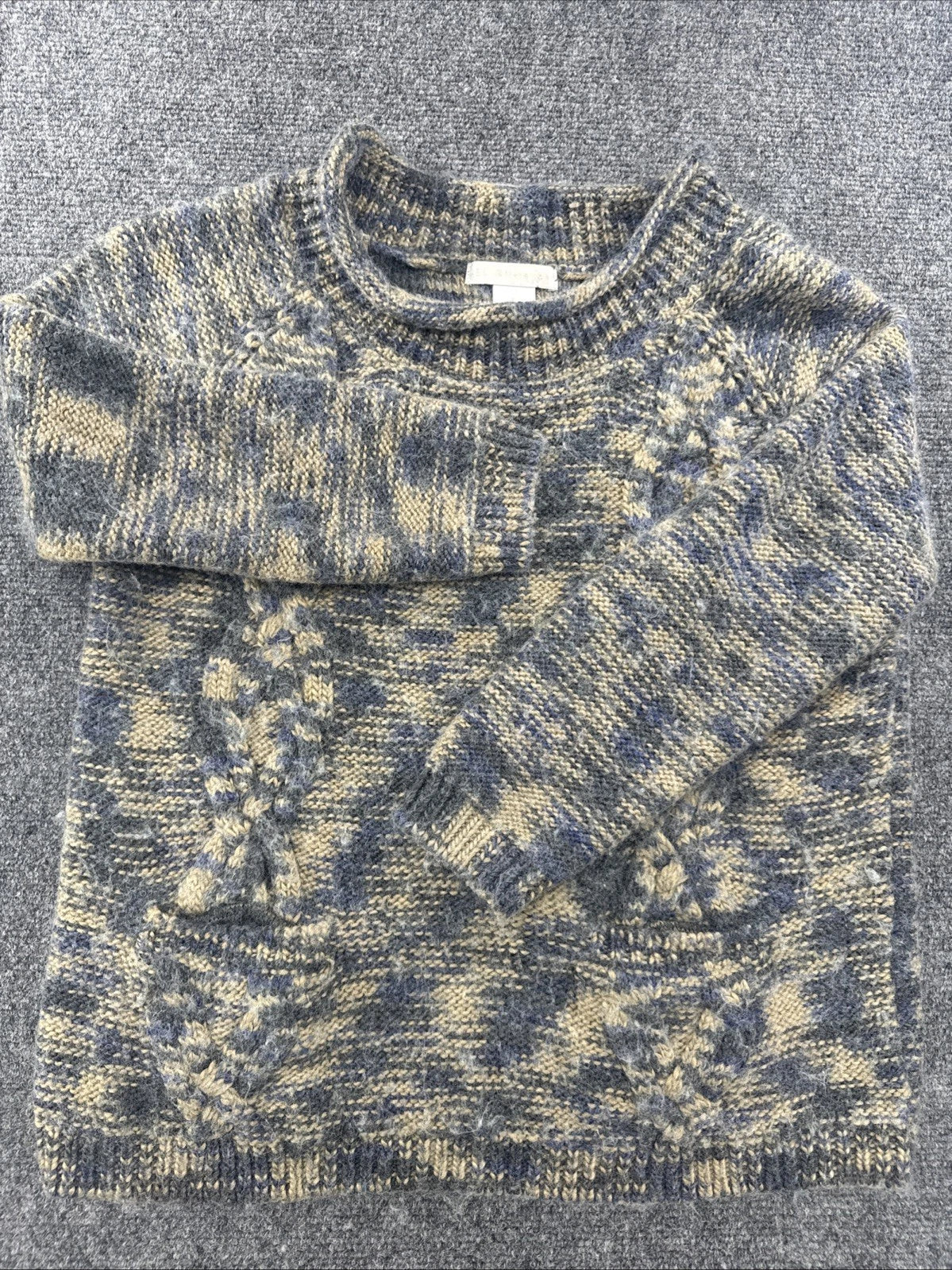 Design History Wool Blend Cable Knit Sweater Women’s L Pockets Marled Cozy