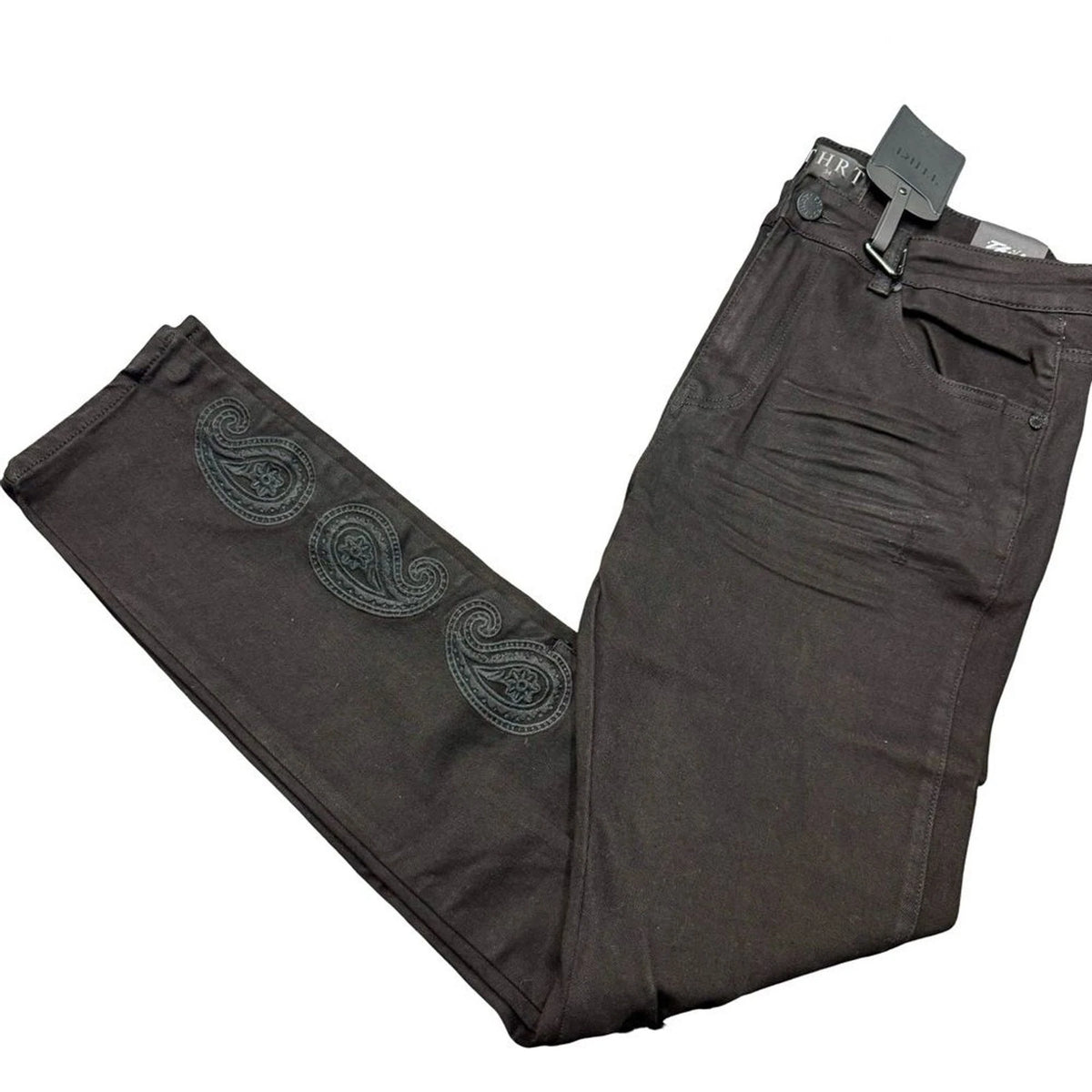 THRT Paisley Embroidered Distressed Jeans Men’s 34x30 Black NWOT Streetwear