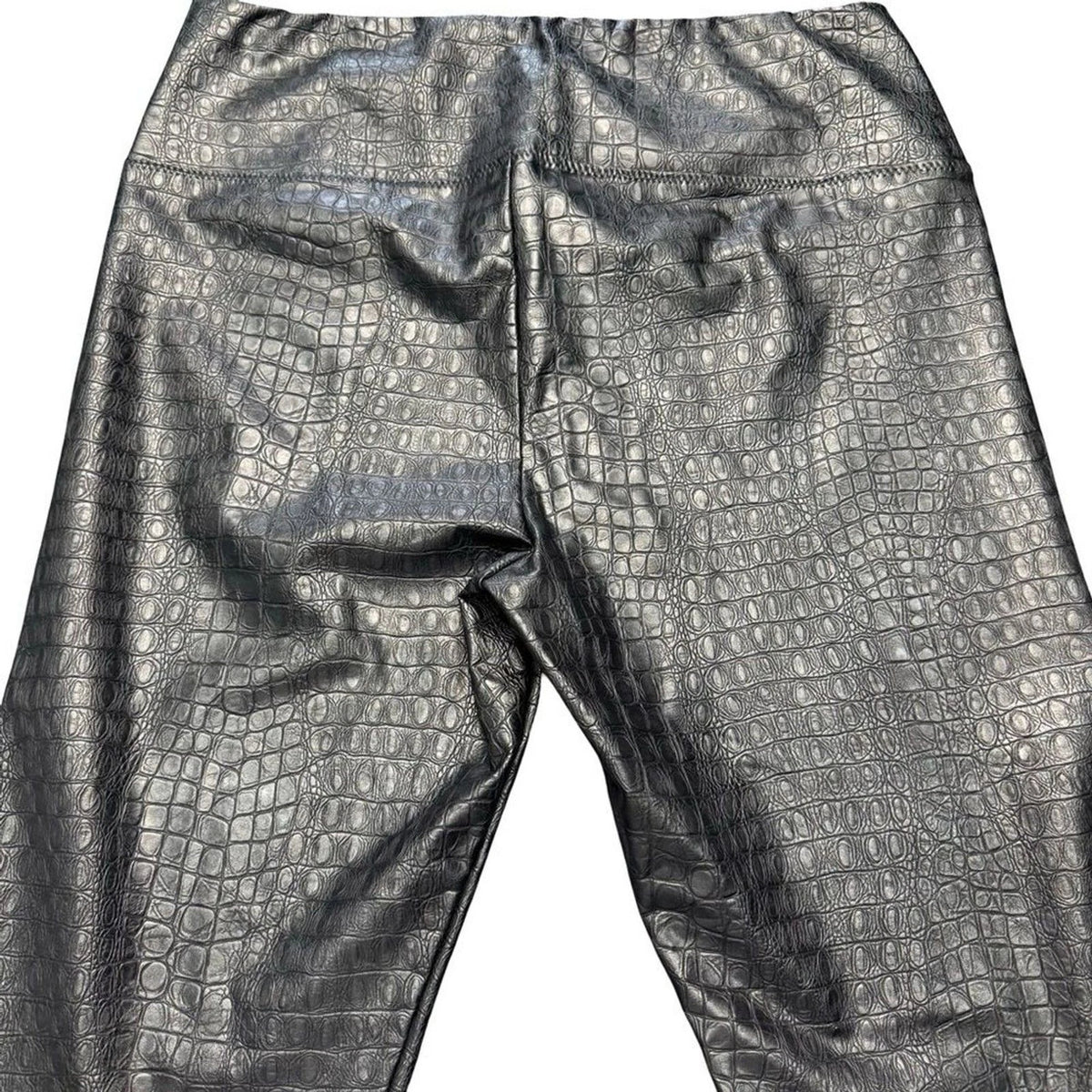 7 For All Mankind Croc Embossed Coated Pants Women’s Large Black Skinny