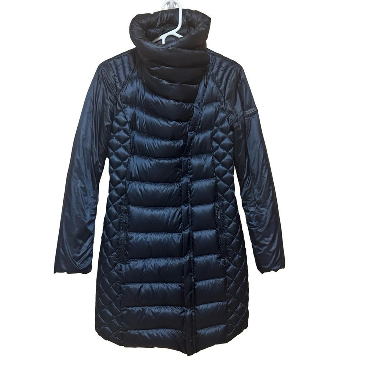 BCBGMAXAZRIA Puffer Jacket Women’s XXS Navy Quilted Full Zip Winter Coat