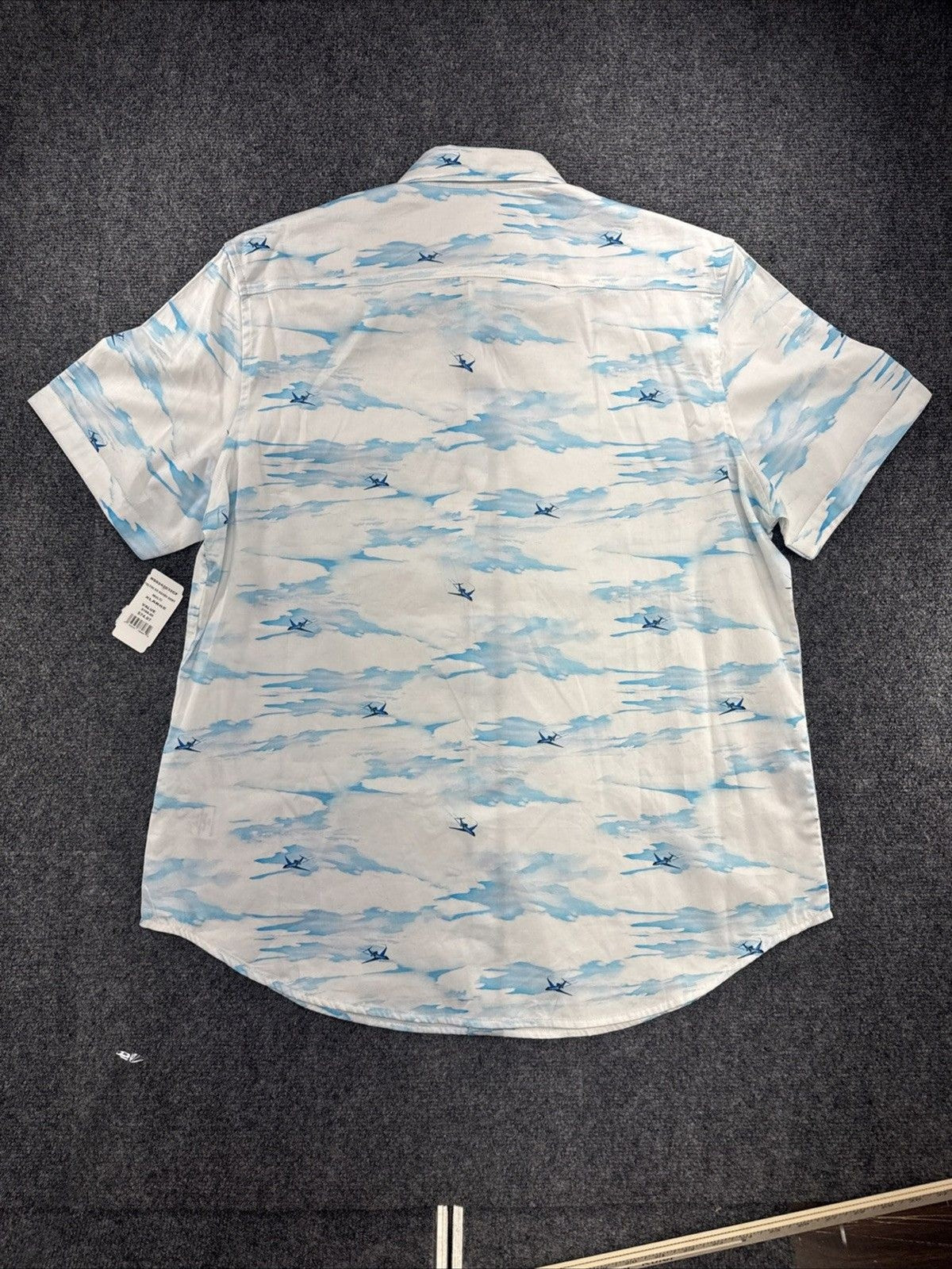 Robert Graham Fulton Shirt Men XL Airplane Cloud Print Short Sleeve NWT $198