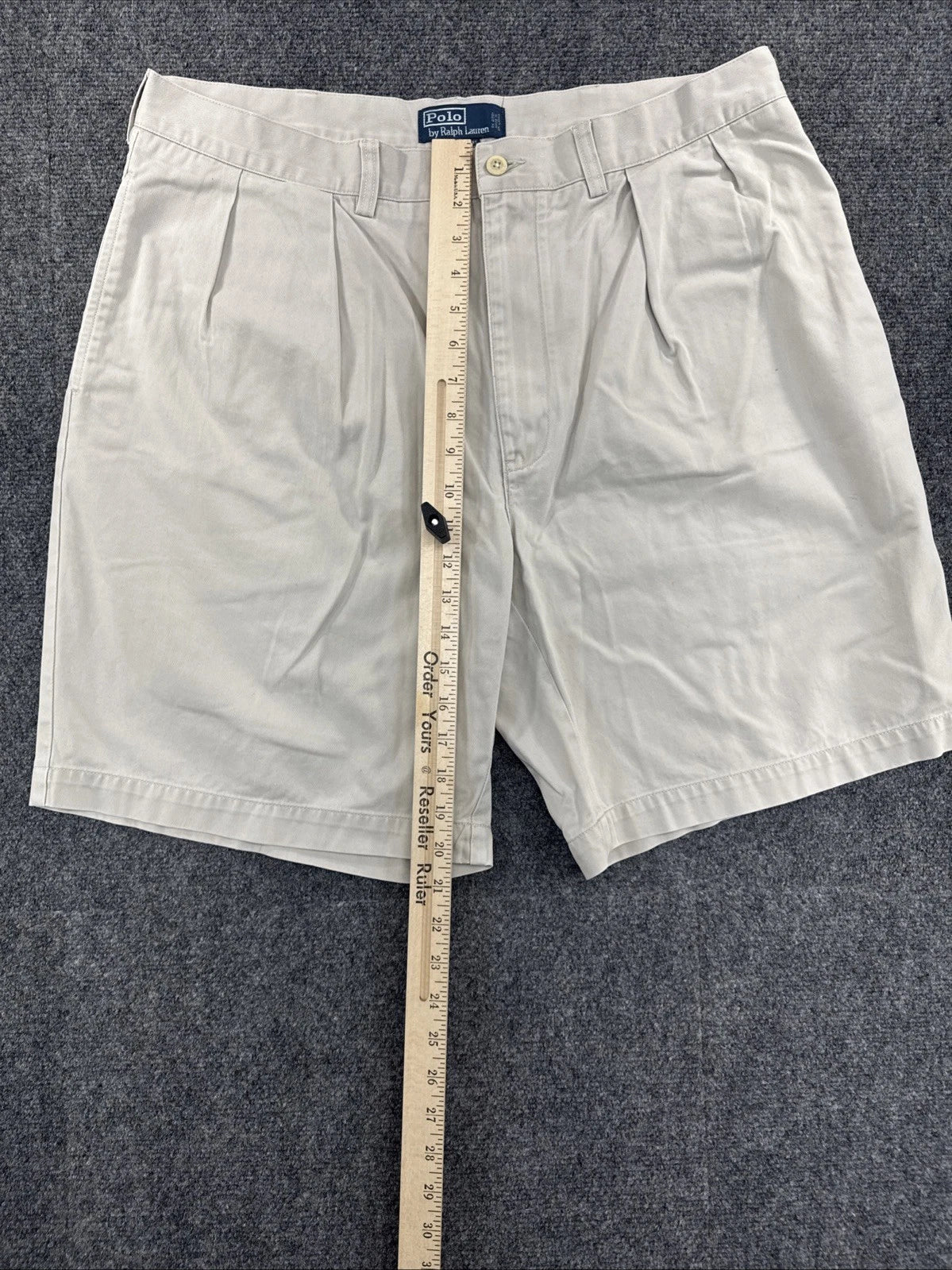 Polo Ralph Lauren Tyler Shorts Mens 38 Beige Pleated Chino 100% Cotton