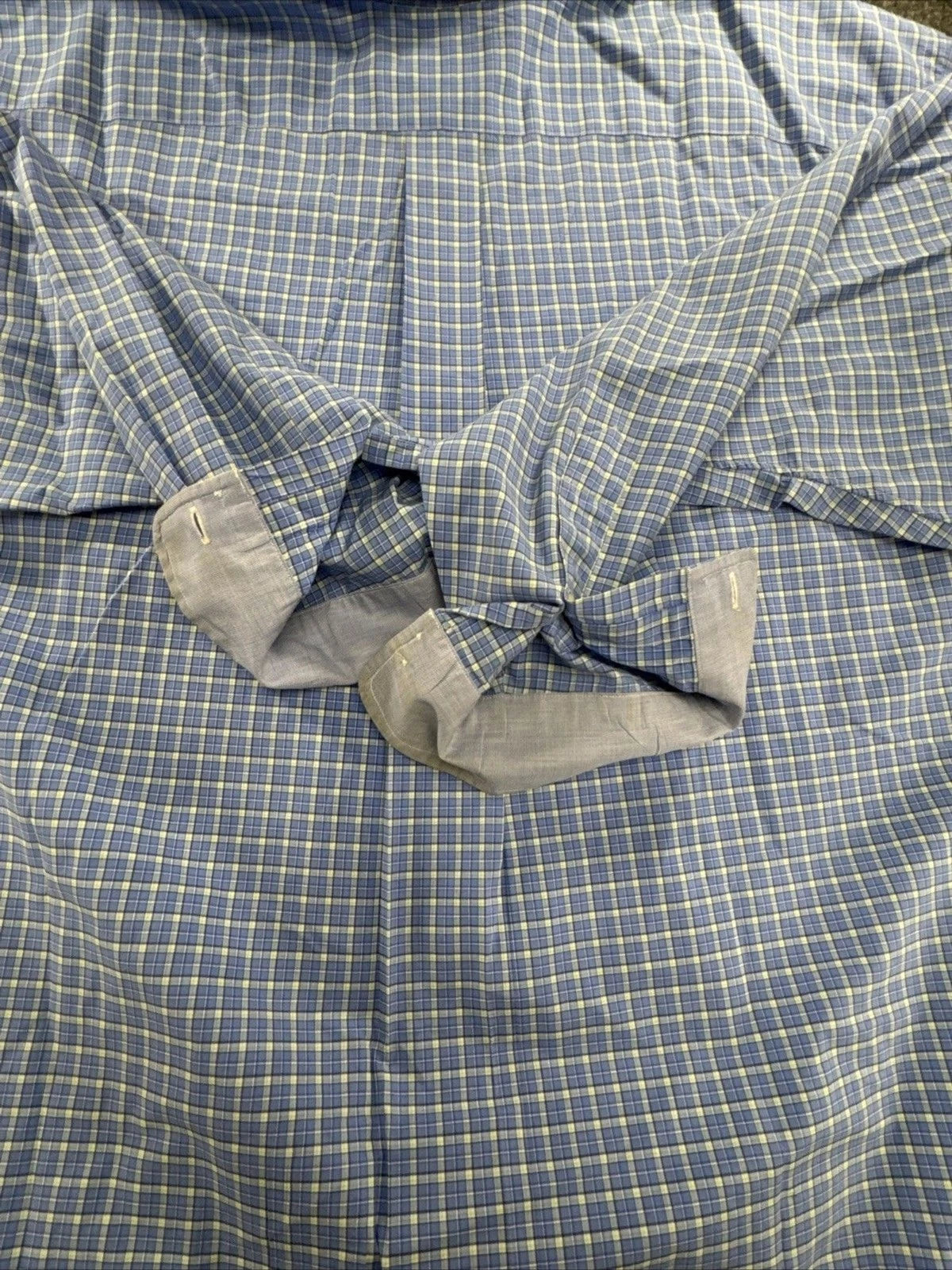 Polo Ralph Lauren Shirt Men 4XB Blue Green Plaid Stretch Cotton Big Tall