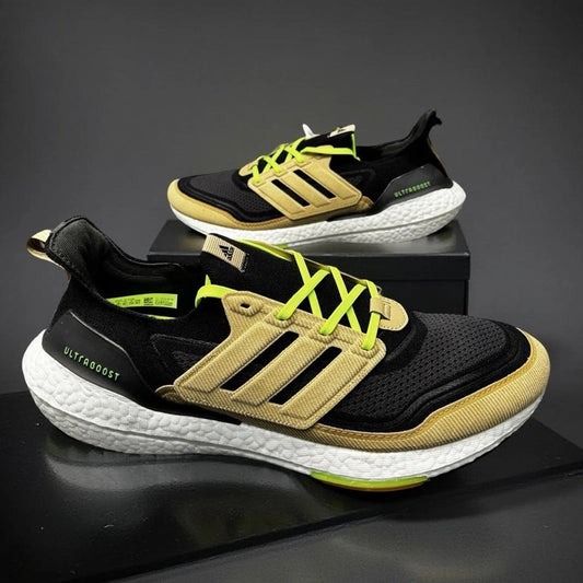 adidas Ultraboost 21 GX5254 Mens 14 Black Beige Signal Green BNIB Laces