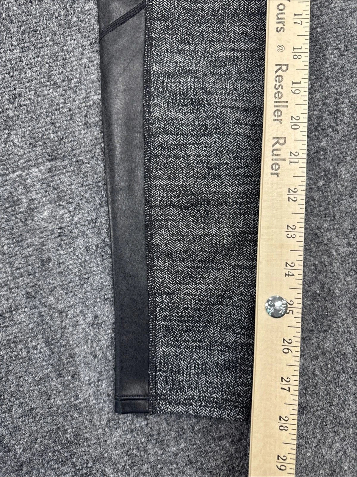 Athleta Herringbone Luxe Metro Drifter Leggings M Faux Leather Black Gray BNWOT
