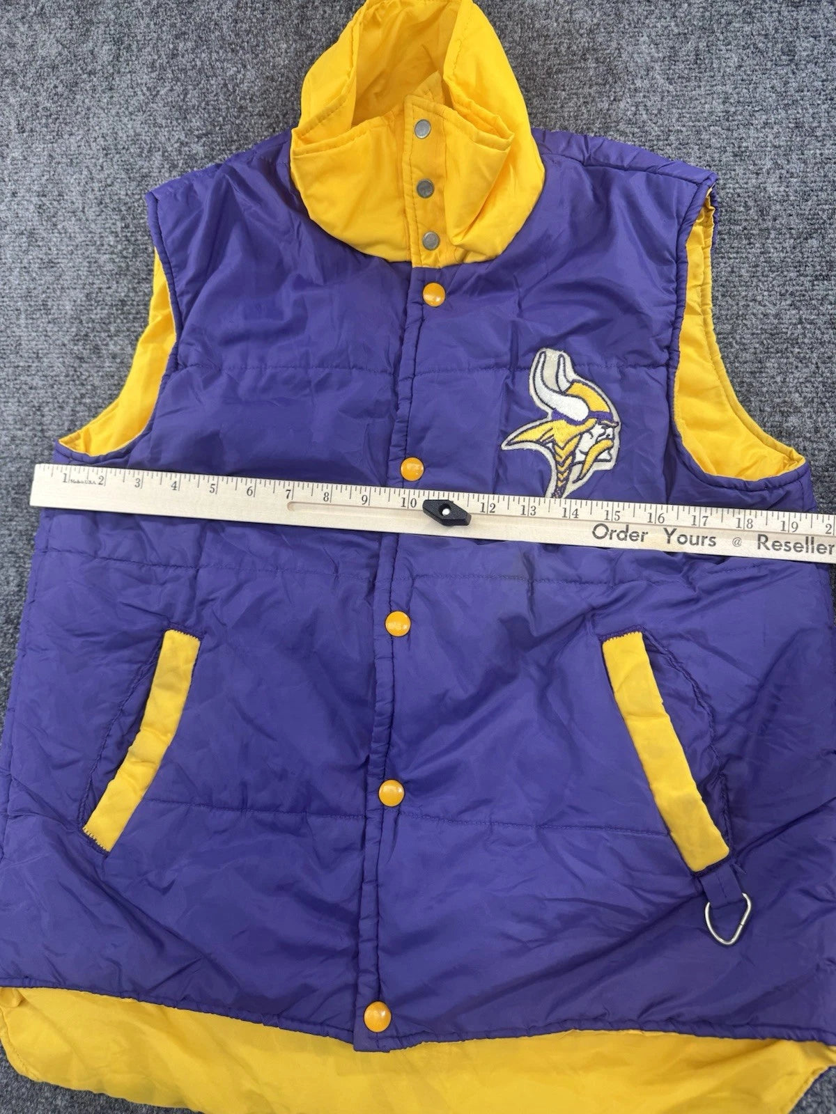 Stahl-Urban Minnesota Vikings Puffer Vest Purple Gold NFL Snap Front Mens L