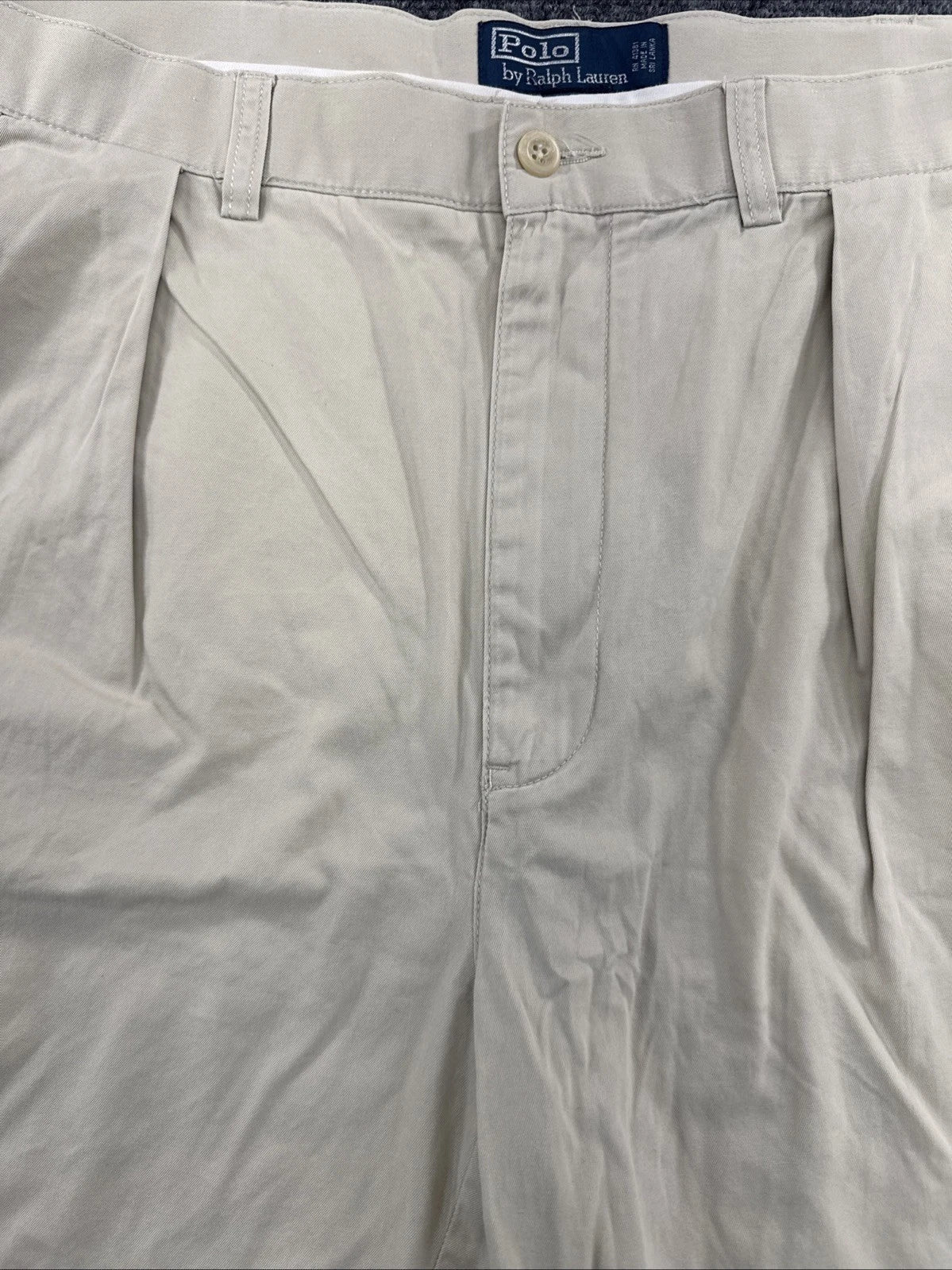 Polo Ralph Lauren Tyler Shorts Mens 38 Khaki Pleated Chino Cotton Pony Logo