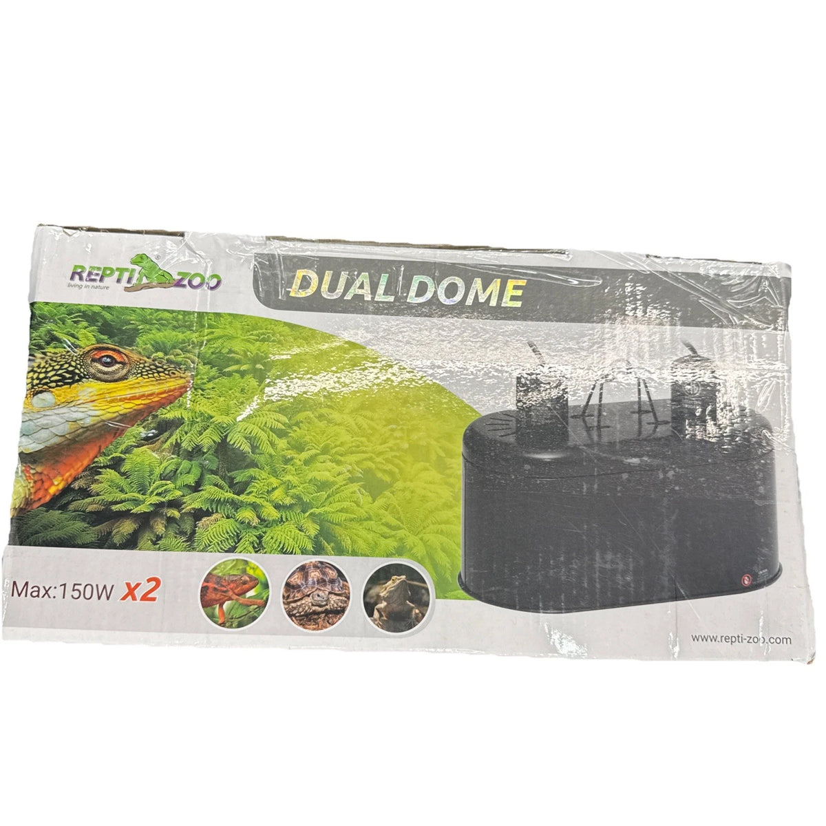 Repti Zoo Dual Dome Terrarium 150 Watt x 2 Heat Light Fixture New Open Box