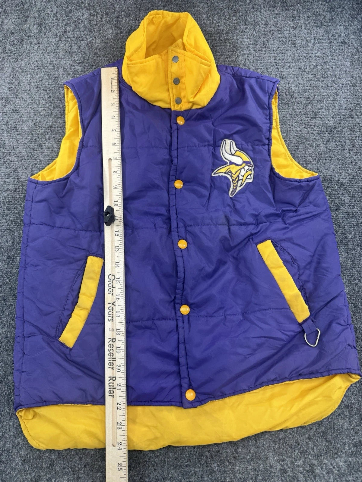 Stahl-Urban Minnesota Vikings Puffer Vest Purple Gold NFL Snap Front Mens L