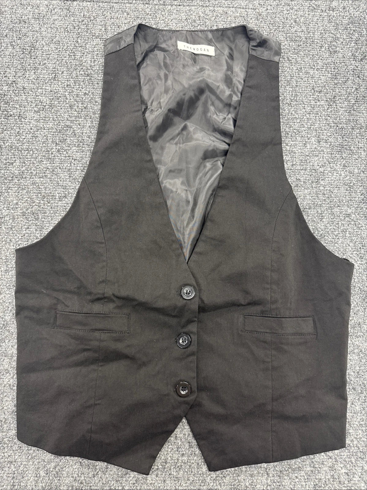 TheMogan Womens Black Tailored Vest Button Front Buckle Back Suiting Waistcoat L