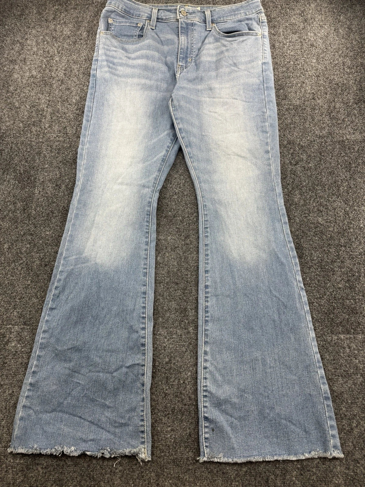 Levis 726 Flare Jeans Womens 33 Light Wash Frayed Hem