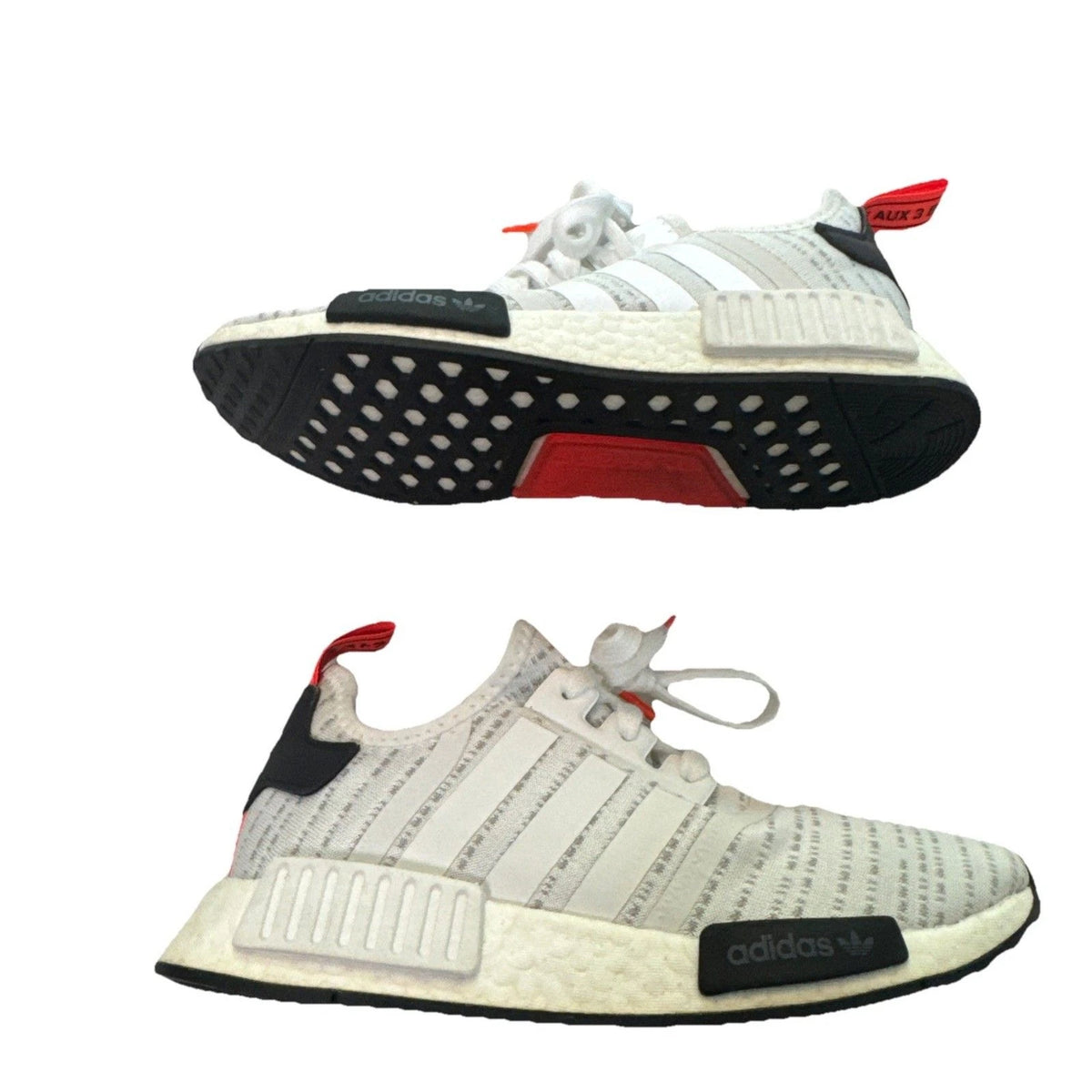 Adidas NMD_R1 Boost White Grey Orange Sneakers Men's 5 EUC No Box
