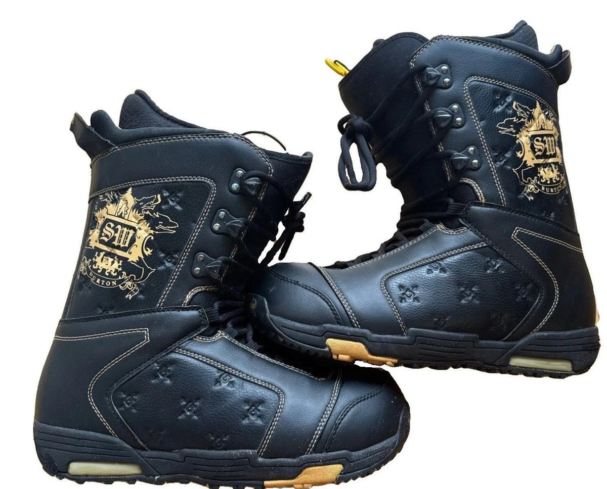 Burton Shaun White Snowboard Boots Mens 12 Black Gold Traditional Lace