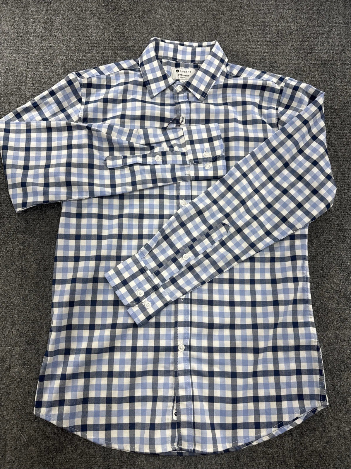 Sperry Premium Apparel Shirt Mens S Blue White Plaid Long Sleeve NWT SP7156