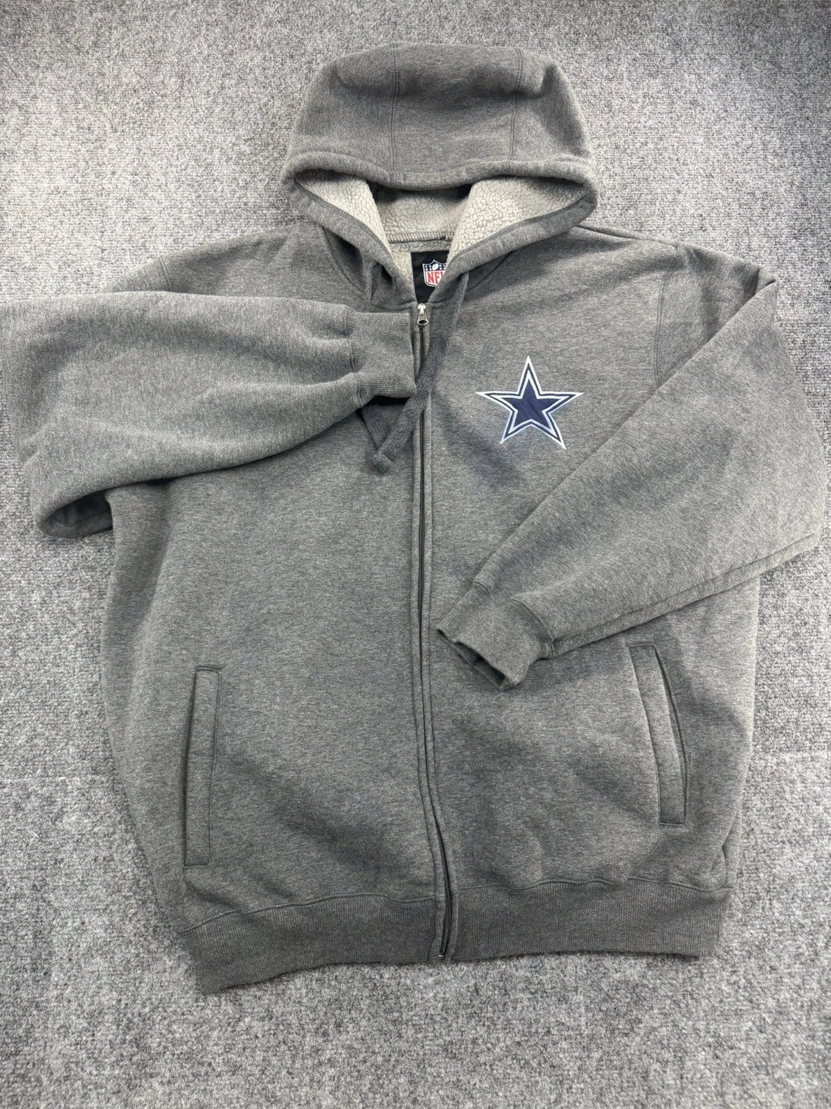 Dallas Cowboys Full Zip Hoodie Gray NFL Star Logo Sweatshirt Mens L
