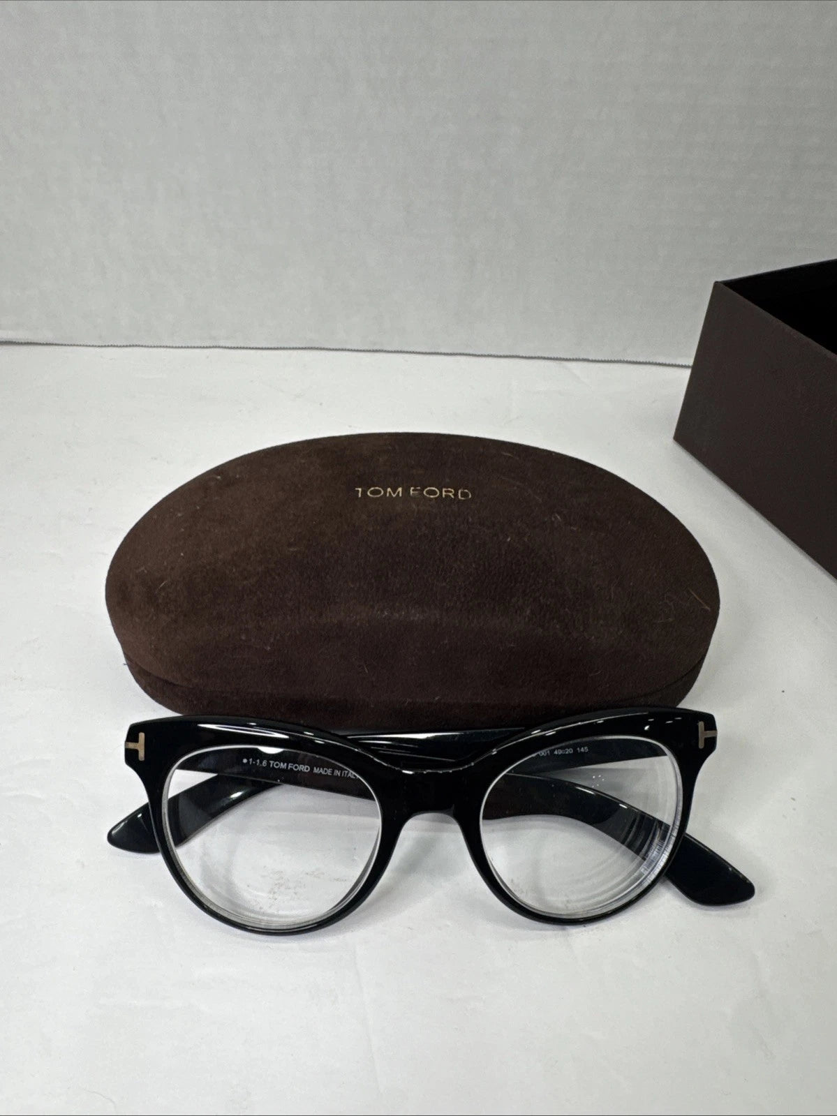 Tom Ford TF5378 001 Eyeglasses Black Gold Cat Eye 49-20-145 Italy w Case