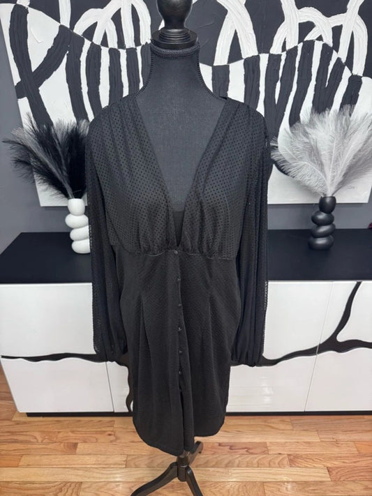 Missguided Plus Black Bodycon Dress Women's 16 Zip Back Minimalist Cocktail