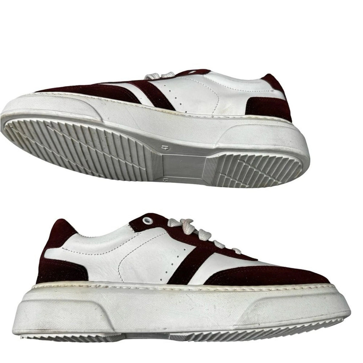Baldinini Leather Sneakers Men’s EU 39 US 6 White Burgundy Made in Italy