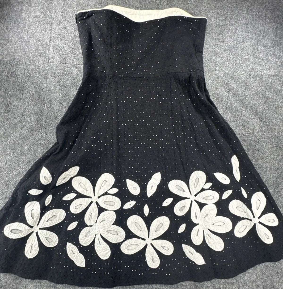 Vintage Y2K Spenser Jeremy Strapless Eyelet Floral Midi Dress Women's 12