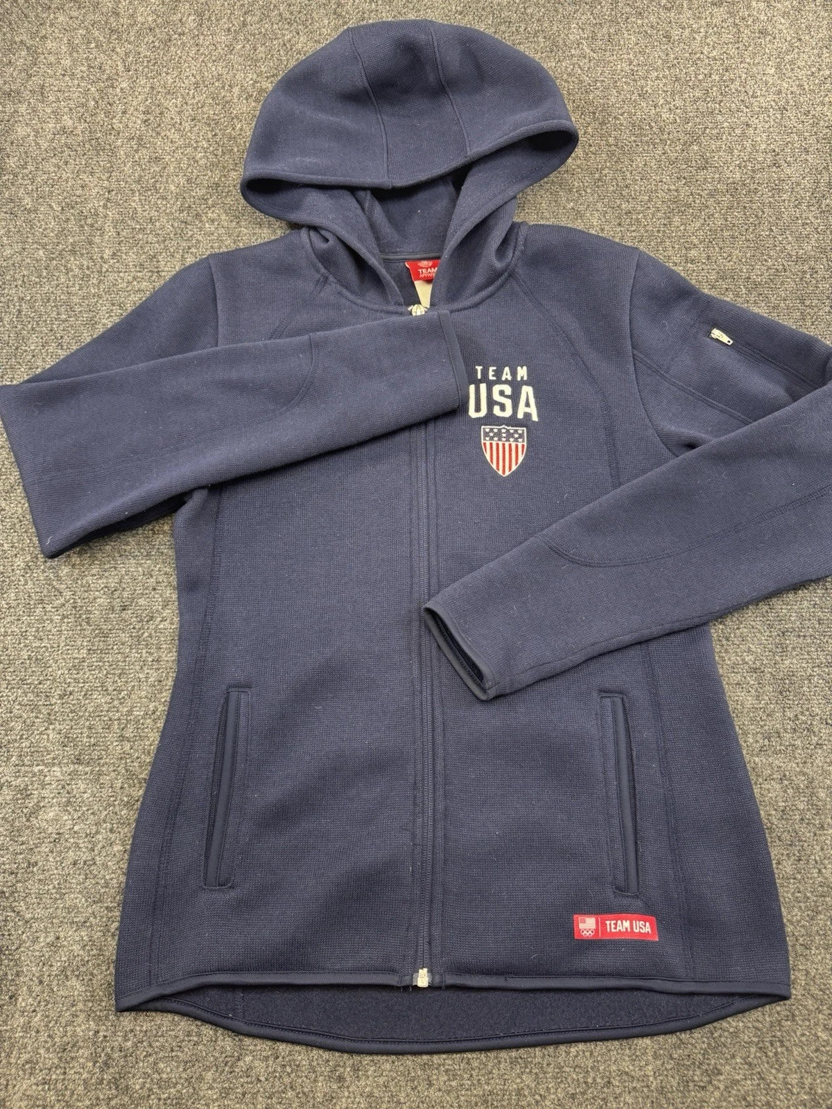 Team USA Fleece Hoodie Mens XXL Navy Blue Full Zip Hooded Jacket Olympics Logo