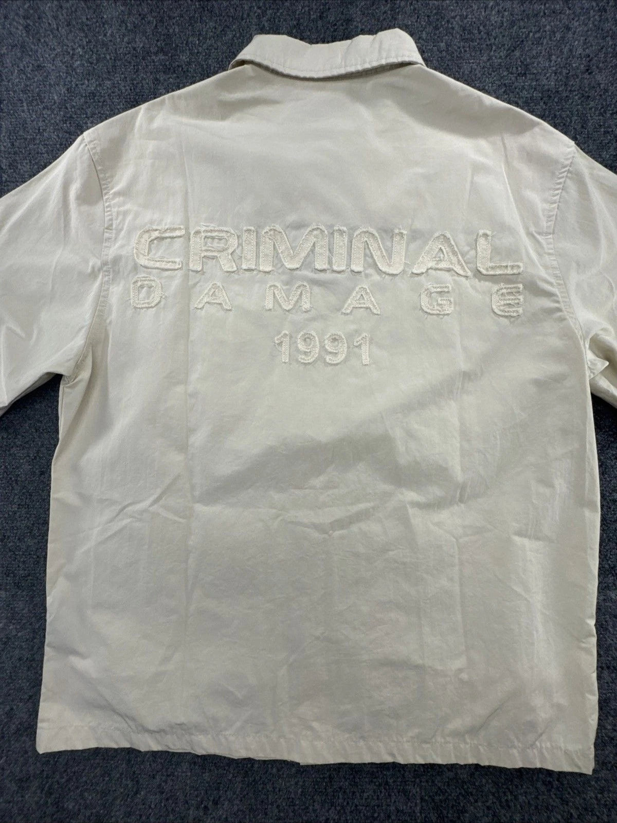 Criminal Damage Patterson Utility Shirt Men M Ecru 4 Pocket Workwear NWT