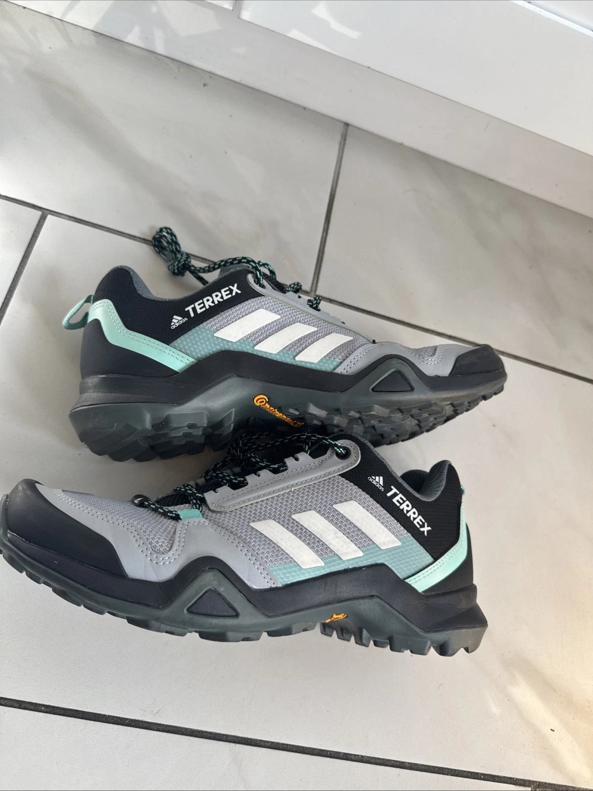 adidas Terrex AX3 FX4690 Womens 8 Gray Mint Continental Hiking Trail Shoes