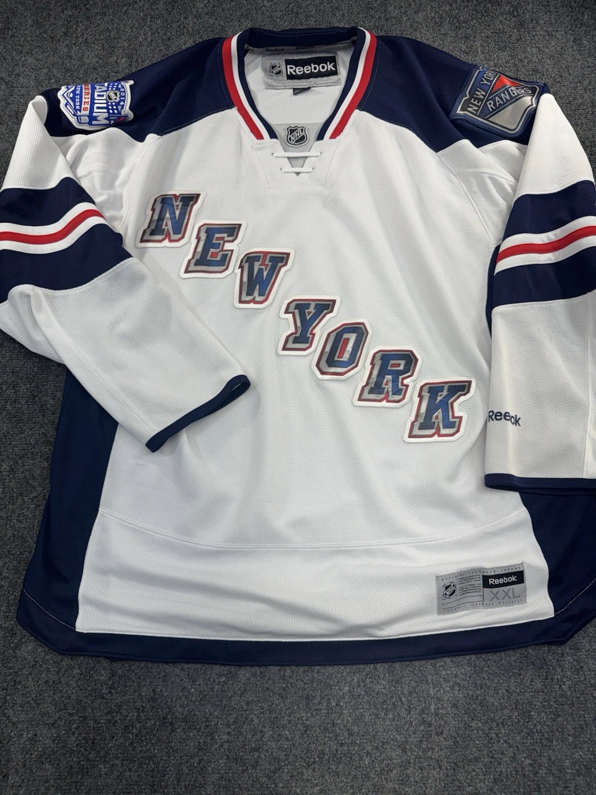 New York Rangers Jersey Mens XXL White Reebok 2014 Stadium Series Patch NHL