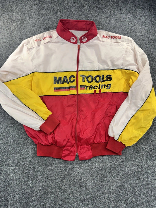 Vintage 90s Mac Tools Racing Windbreaker Jacket Mens L Colorblock USA