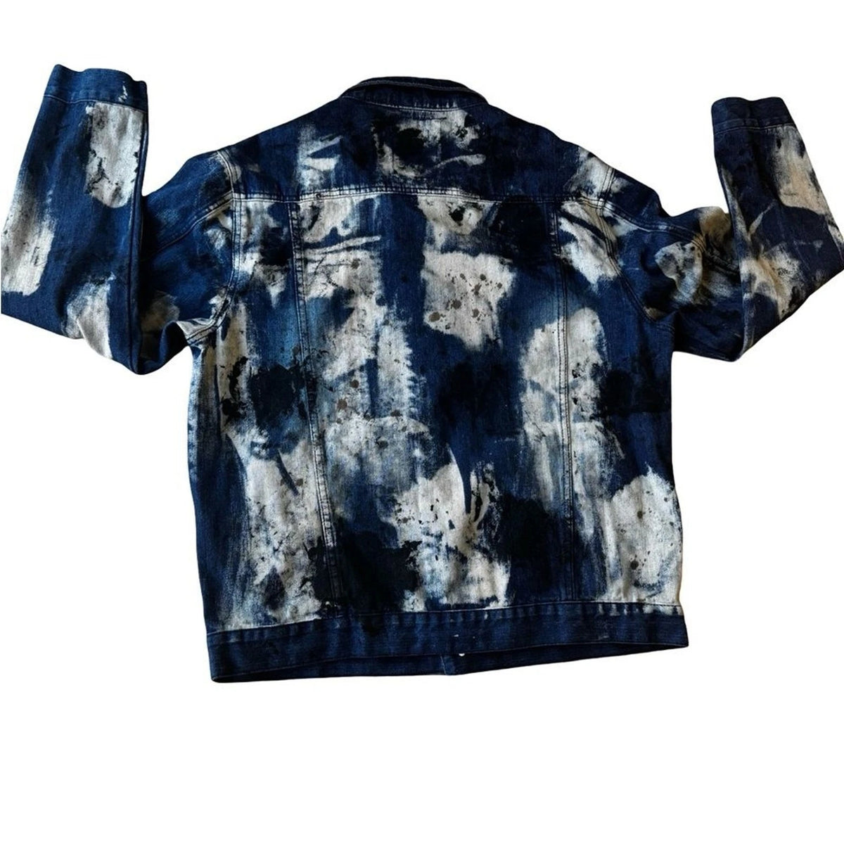 Lion Dynasty Paint Splatter Denim Jacket Men’s XXL Blue Streetwear