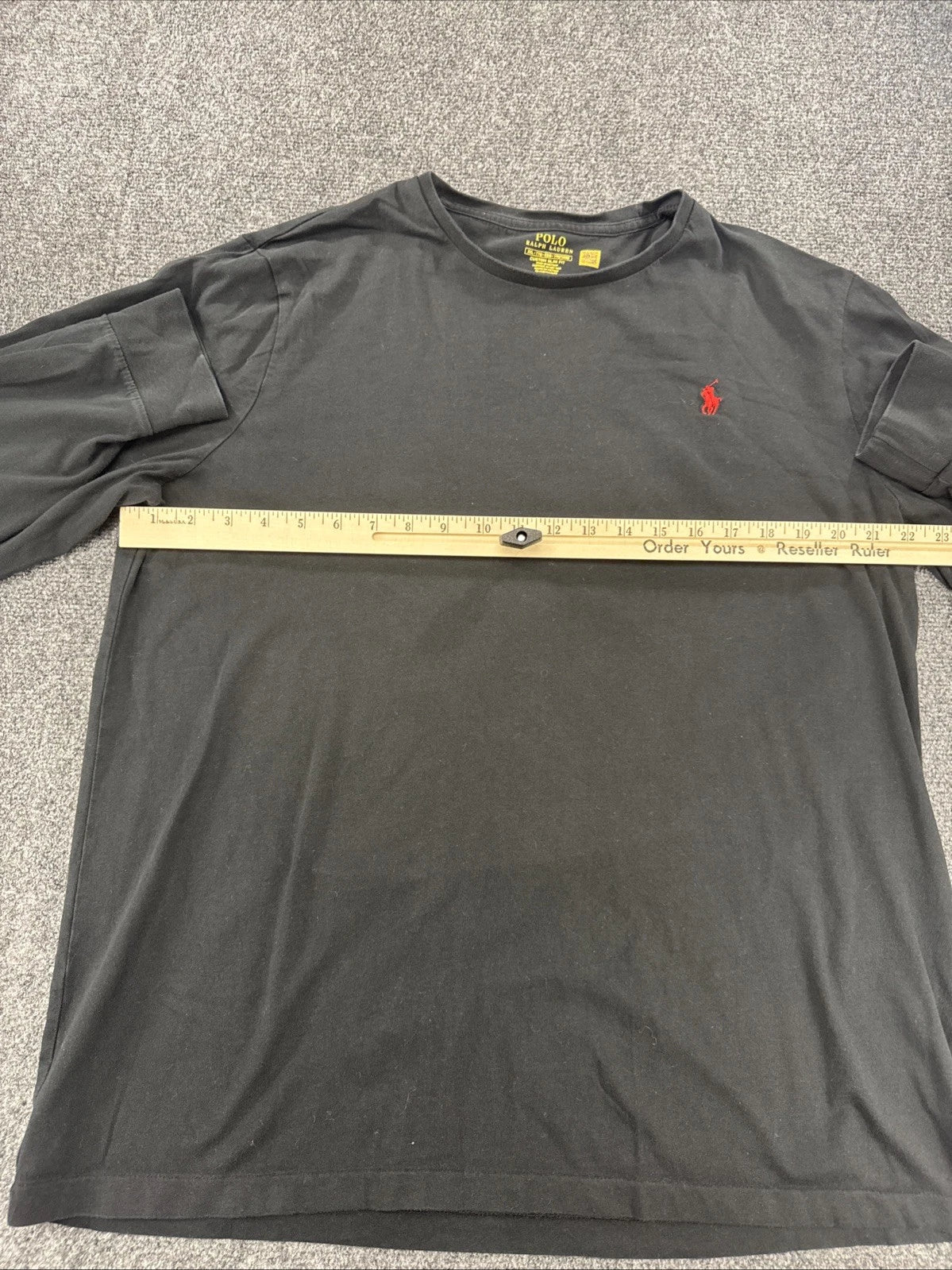Polo Ralph Lauren Long Sleeve T-Shirt Men's XXL Black Custom Slim Fit Pony