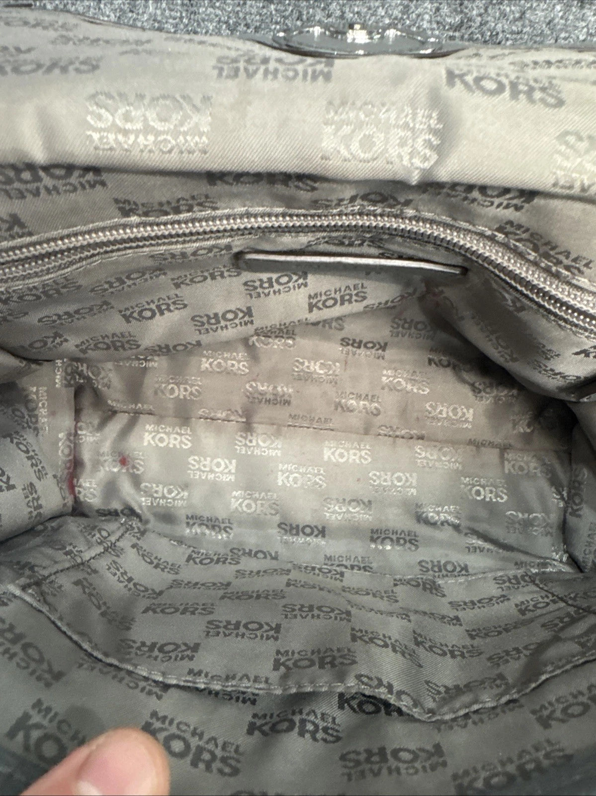 Michael Kors Fulton Gray Pebbled Leather Crossbody Shoulder Bag Large MK EUC