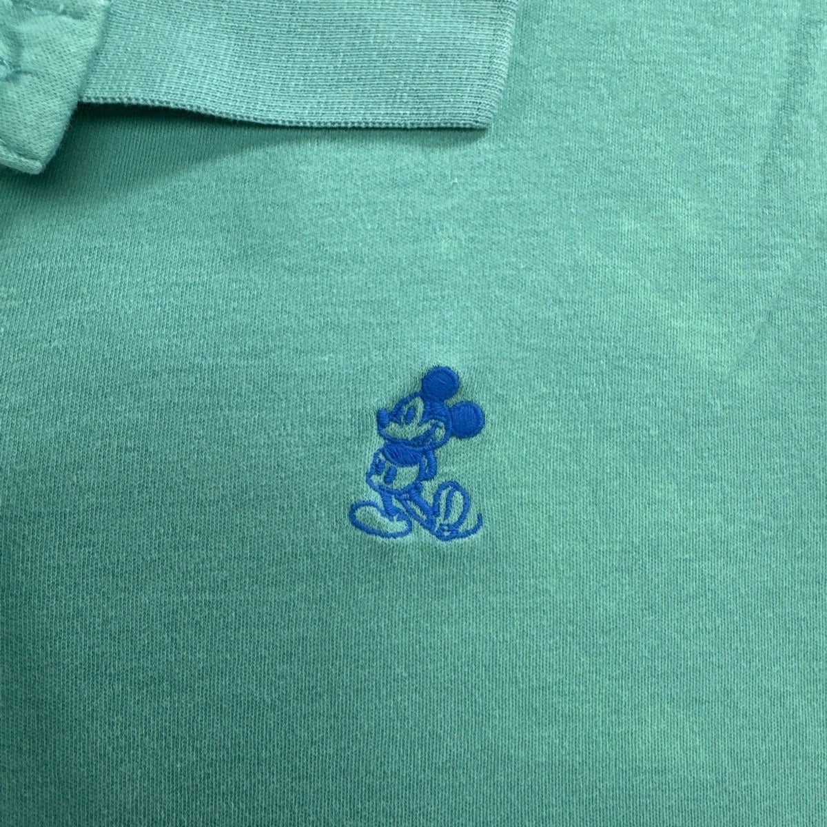 Disney Parks Mickey Mouse Embroidered Polo Shirt Turquoise Modern Fit Mens Large