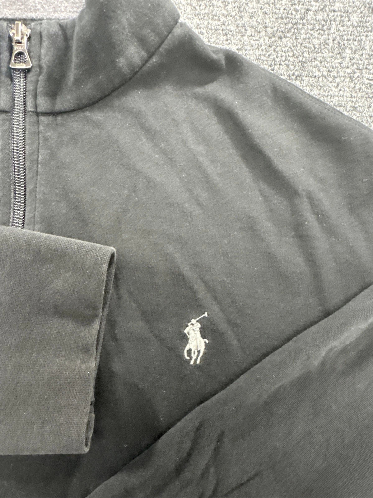 Polo Ralph Lauren Mens XL Quarter Zip Pullover Black Gray Pony Logo