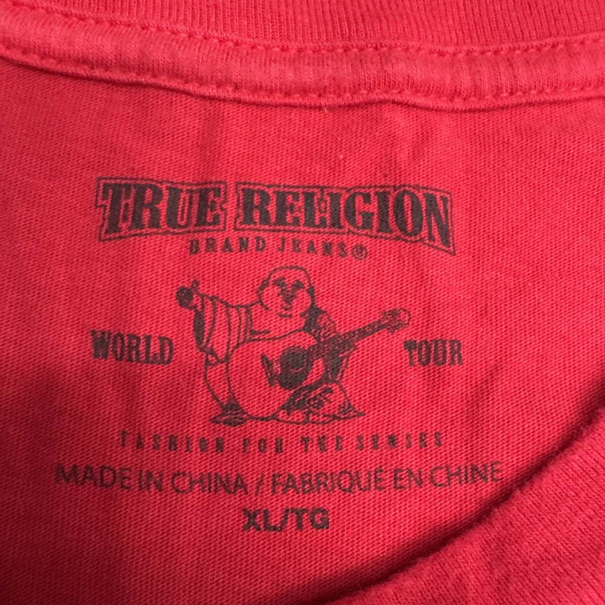 True Religion Mens XL Red Buddha Logo T Shirt Short Sleeve Graphic EUC