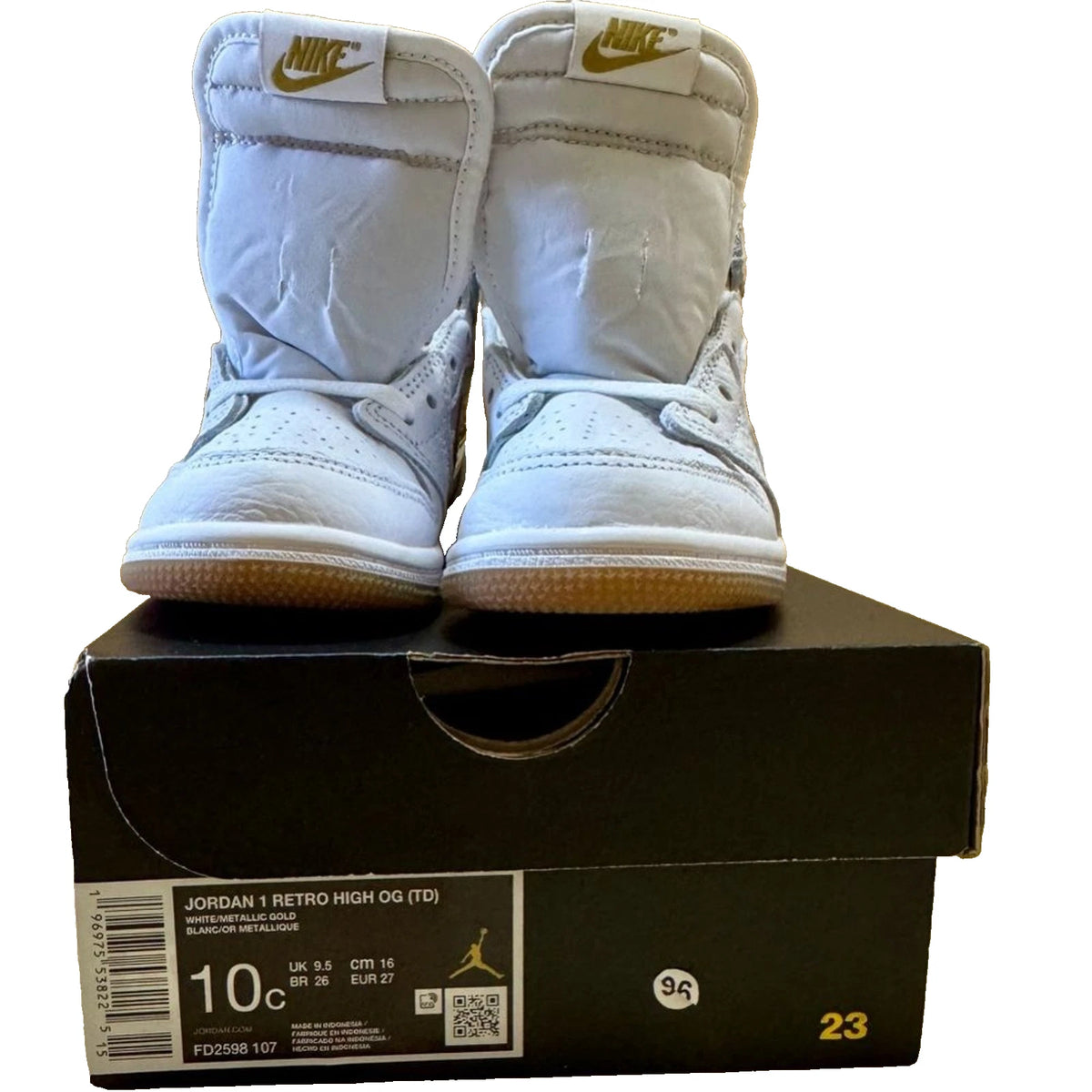 Air Jordan 1 Retro High OG Metallic Gold Toddler 10C FD2598-107 New Box