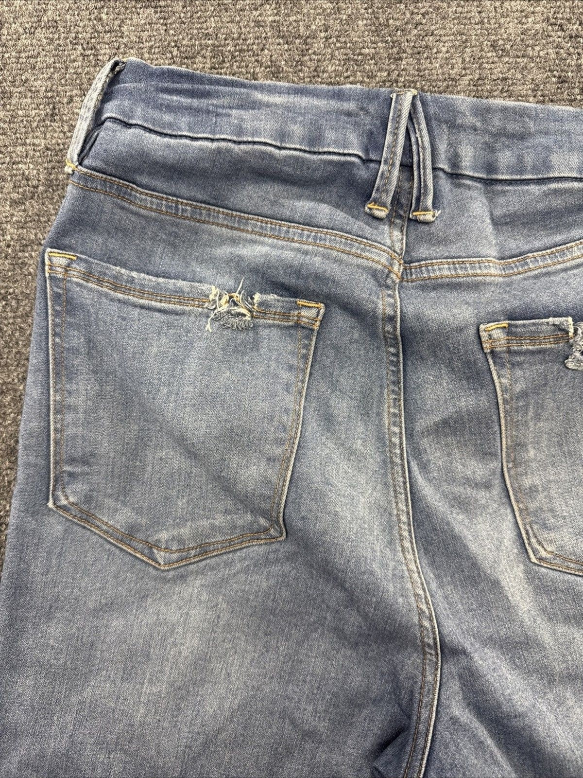 Good American Good Waist Jeans Women 12/31 Blue Raw Frayed Hem Stretch