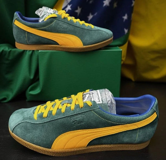 PUMA Brasil Mens 11 Dark Myrtle Tangerine Suede Sneakers 401048-01 NIB
