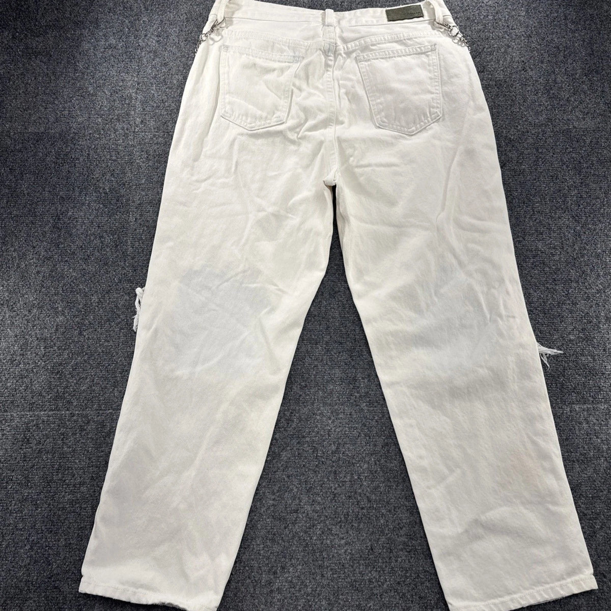 CARMAR Cargo Jeans Women 29 White Chain Utility Denim Y2K Streetwear