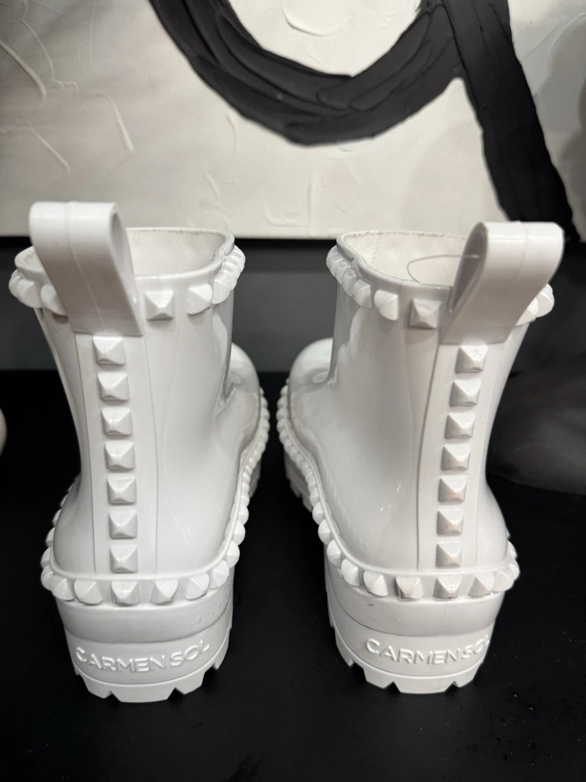 Carmen Sol Graziano Jelly Rain Boots Women’s 6 White Studded Italy BNWOT