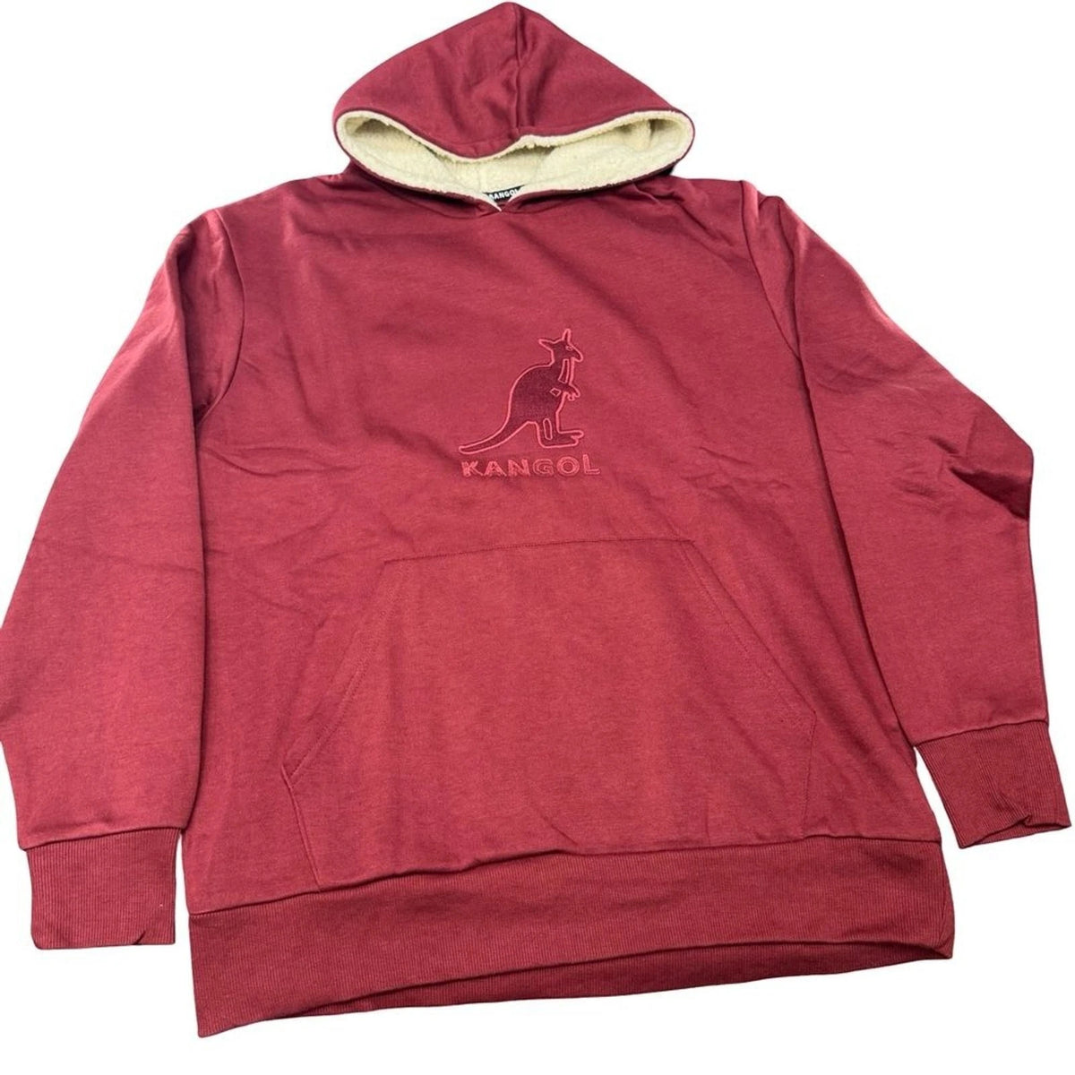 Kangol Men’s Sherpa Lined Hoodie XL Maroon Burgundy Streetwear BNWT