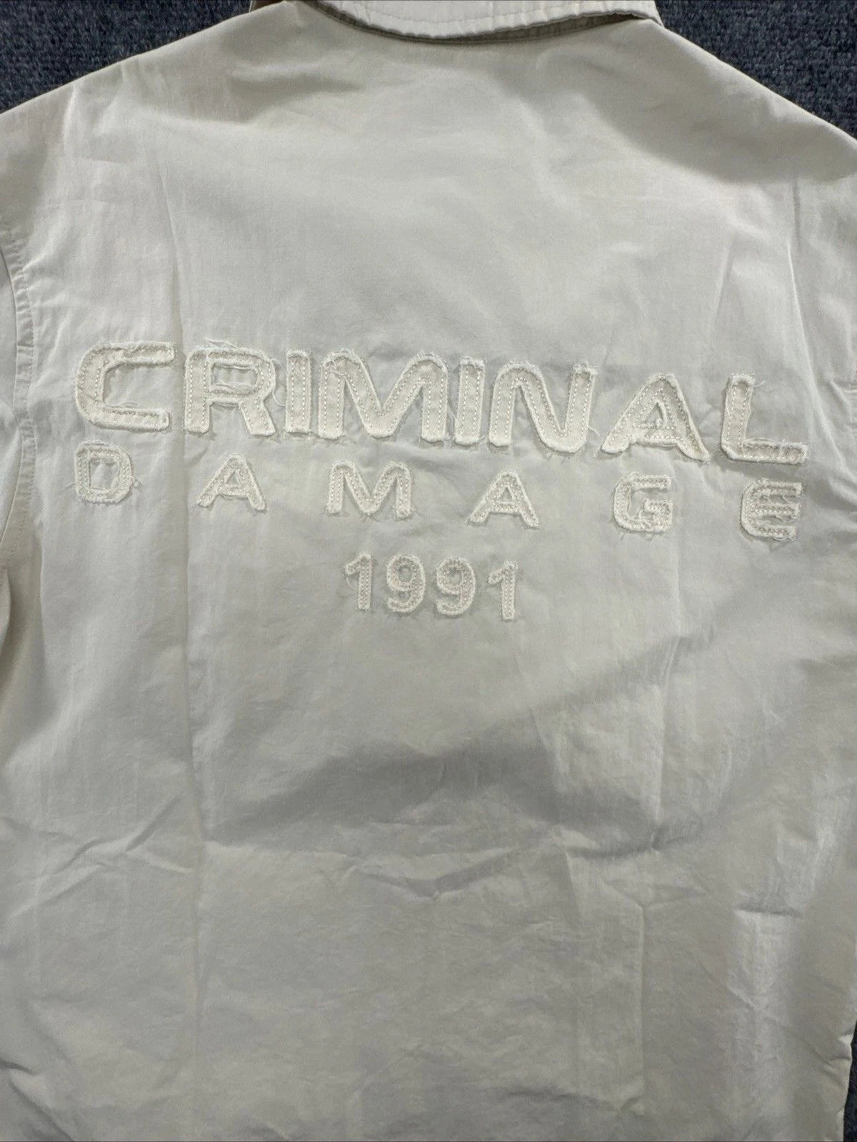 Criminal Damage Patterson Utility Shirt Men M Ecru 4 Pocket Workwear NWT