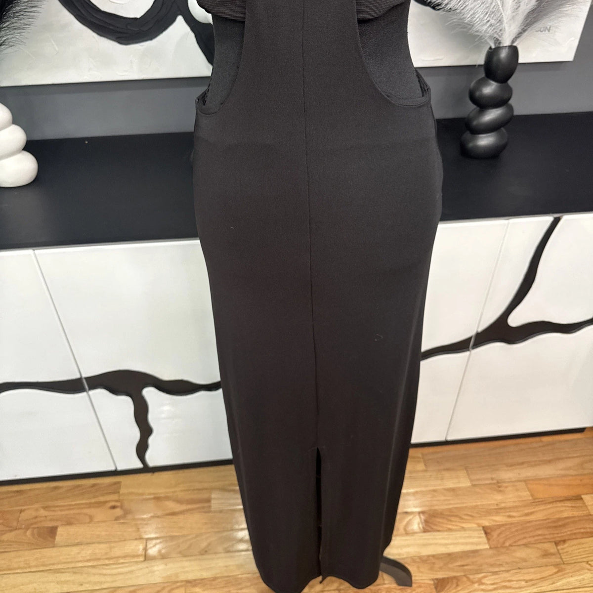 Sans Souci Black Cutout Maxi Dress Women's XS Sleeveless Bodycon Evening